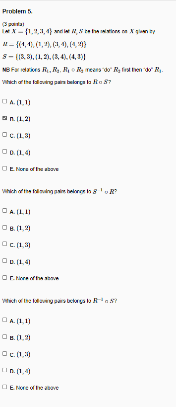 Solved Problem 5. (3 Points) Let X = {1,2,3,4} And Let R, S | Chegg.com