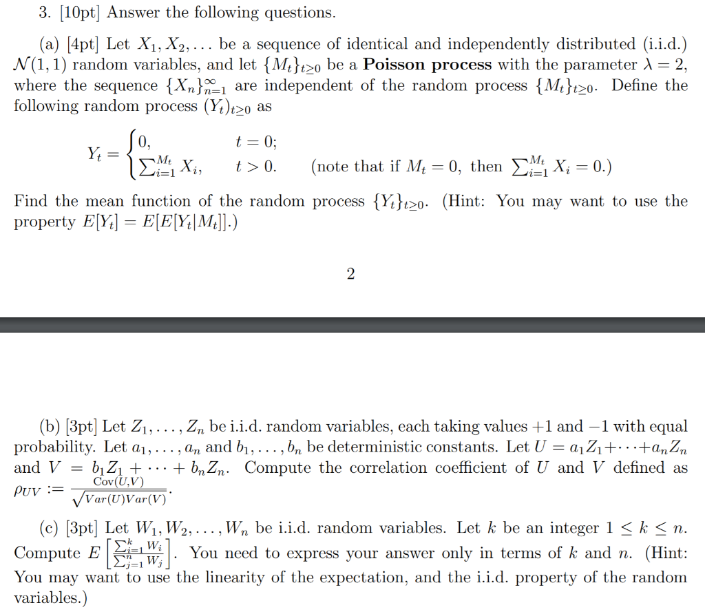 3 10pt Answer The Following Questions A 4pt Chegg Com