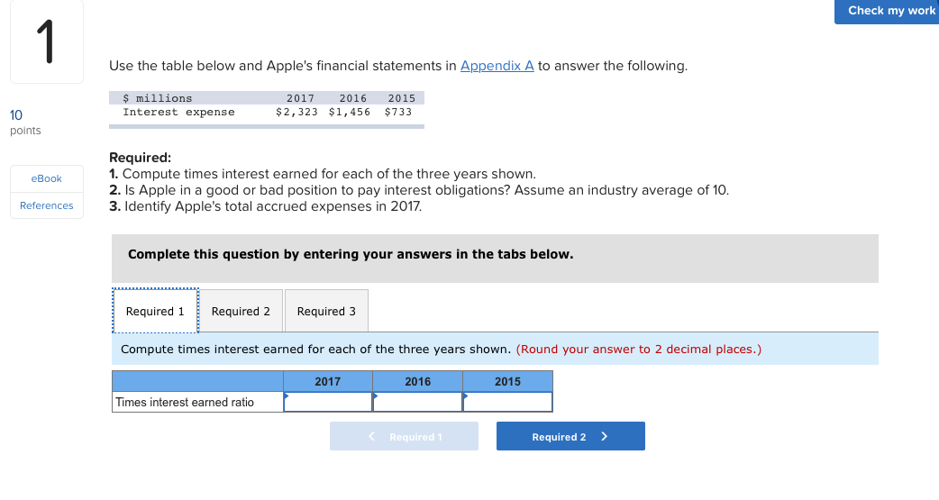 Solved Check my work 1 Use the table below and Apple's | Chegg.com