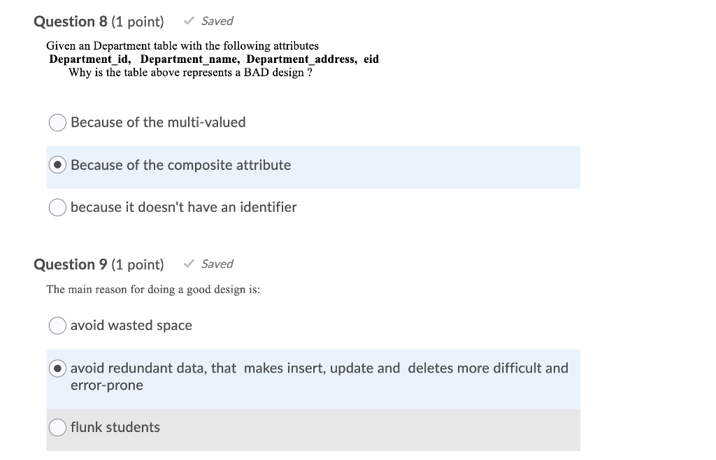 Solved Question 6 (1 point) Saved Given an Department | Chegg.com