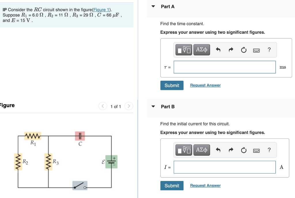 Solved Part A IP Consider The RC Circuit Shown In The | Chegg.com