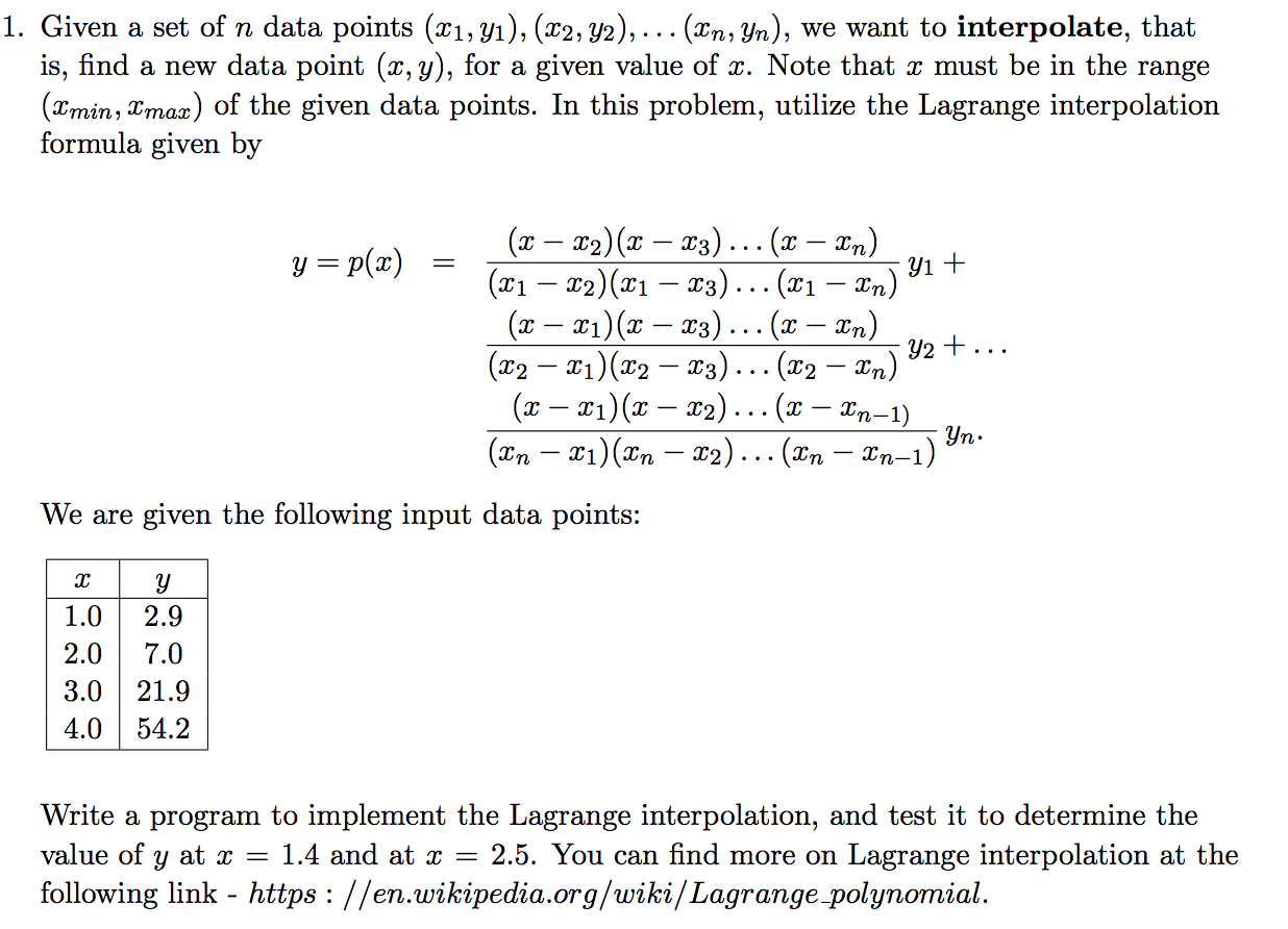 1 Given A Set Of N Data Points X1 Yı X2 Y2