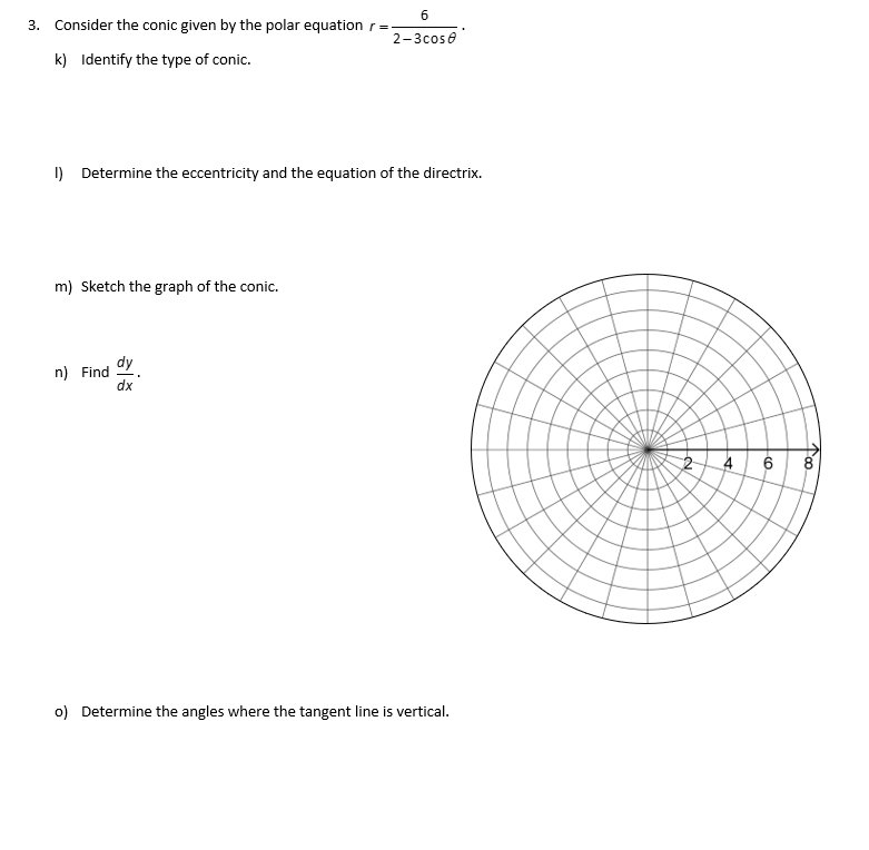 Solved Consider the conic given by the polar equation | Chegg.com