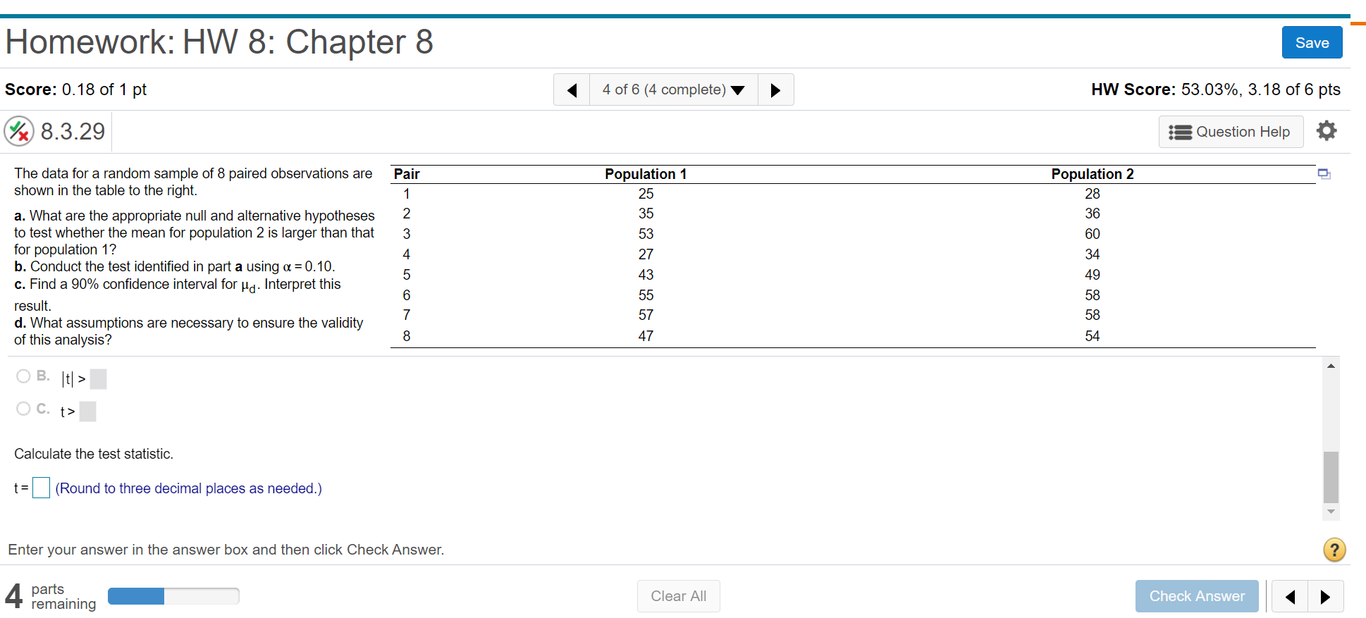 Solved Homework: HW 8: Chapter 8 Save Score: 0.18 of 1 pt 4 | Chegg.com