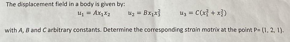 Solved The displacement field in a body is given by: | Chegg.com