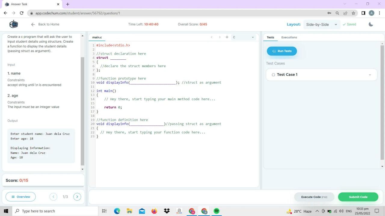 Solved Create a c program that will ask the user to input | Chegg.com