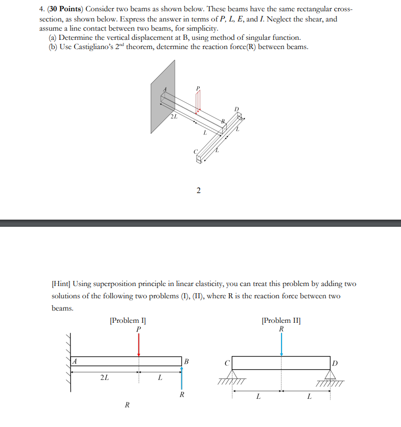 Solved 4. (30 Points) Consider two beams as shown below. | Chegg.com