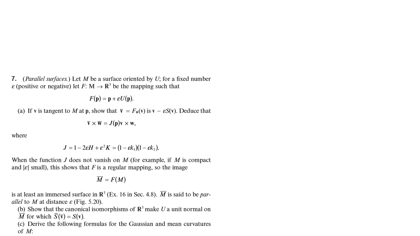 7 Parallel Surfaces Let M Be A Surface Oriente Chegg Com