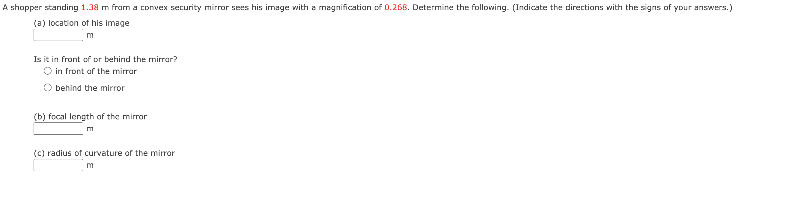 Solved A shopper standing 1.38 m from a convex security