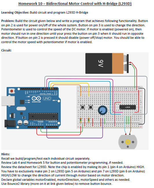Solved Homework 10 - Bidirectional Motor Control with | Chegg.com