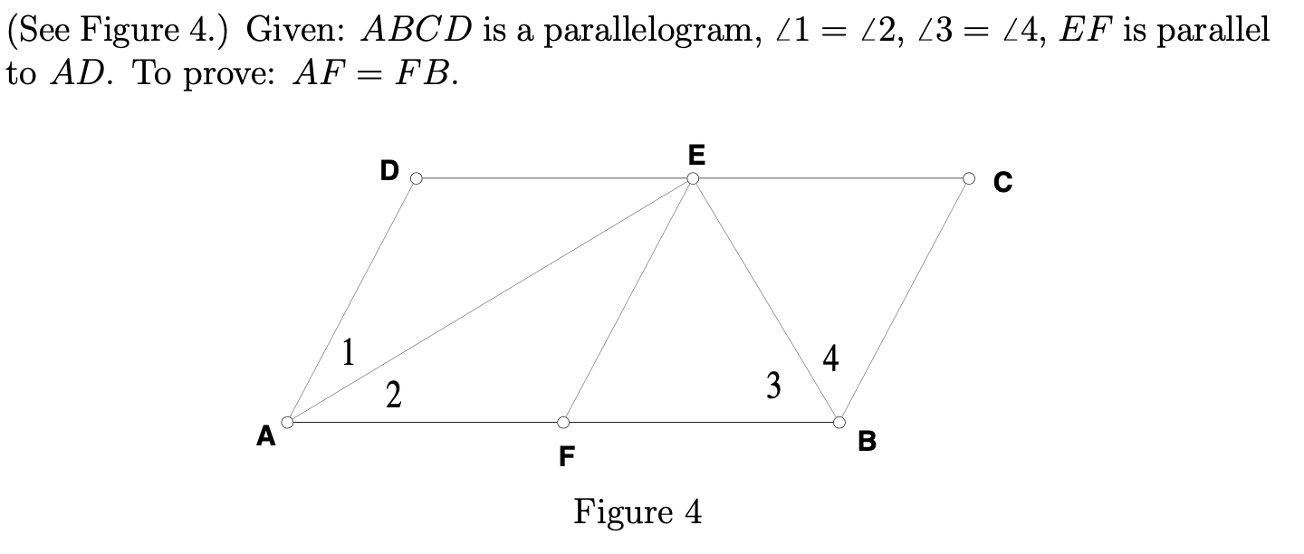 Parallel Form Ad Solved (See Figure 4.) Given: ABCD is a parallelogram, 21 = | Chegg.com