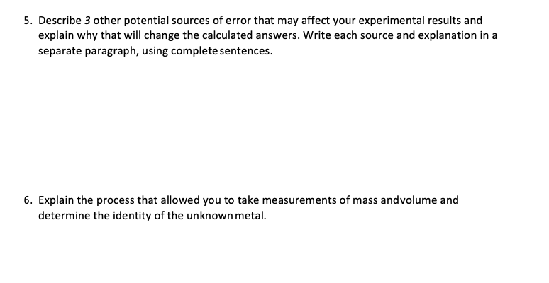 what are potential sources of error in marta's experiment quizlet