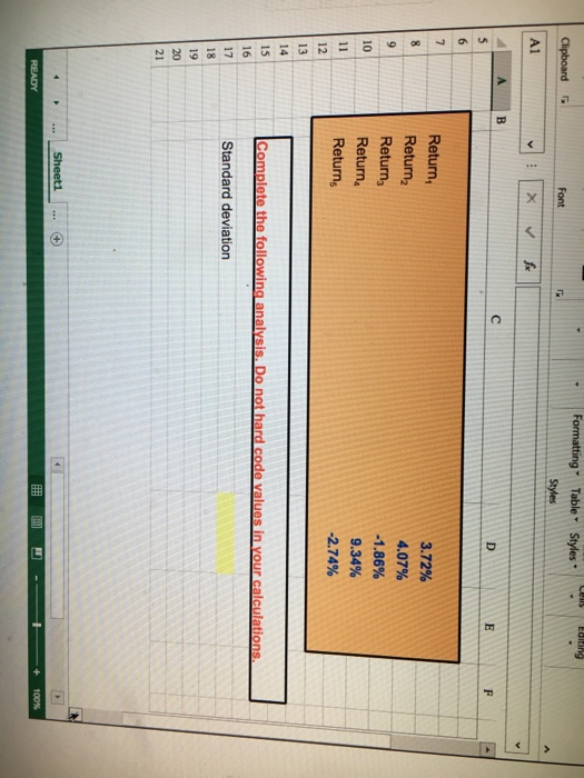 Solved 1. Calculate the standard deviation of monthly