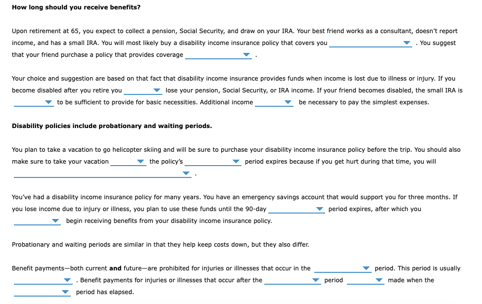 Solved 14. Disability income insurance provisions and costs | Chegg.com