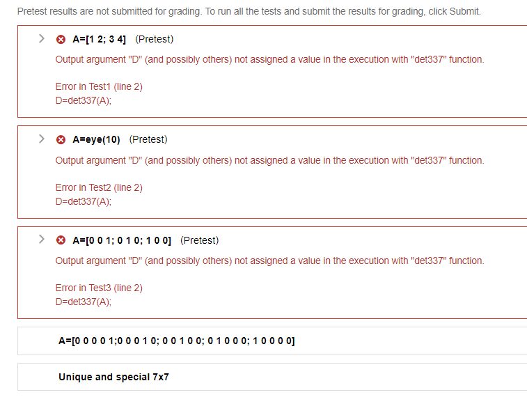 MATLAB Assignment 5: Determinants Done Right (F22) | Chegg.com