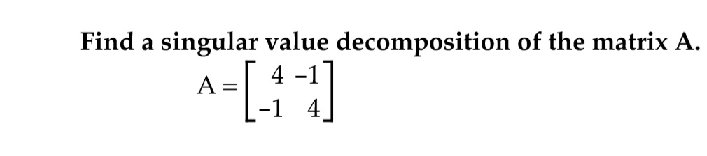 Solved Find a singular value decomposition of the matrix A. | Chegg.com