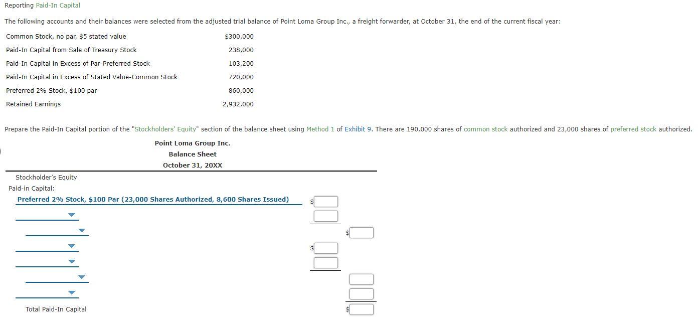 solved-reporting-paid-in-capital-the-following-accounts-and-chegg