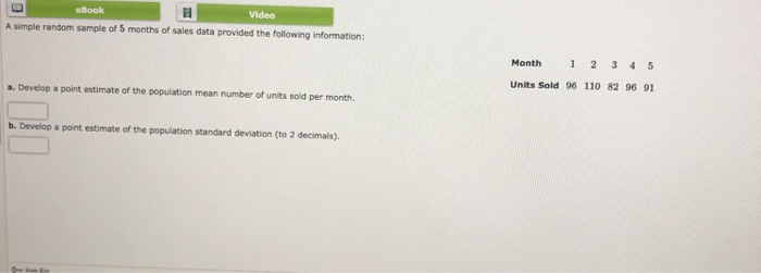 Solved eBook Video he following data are from a simple | Chegg.com