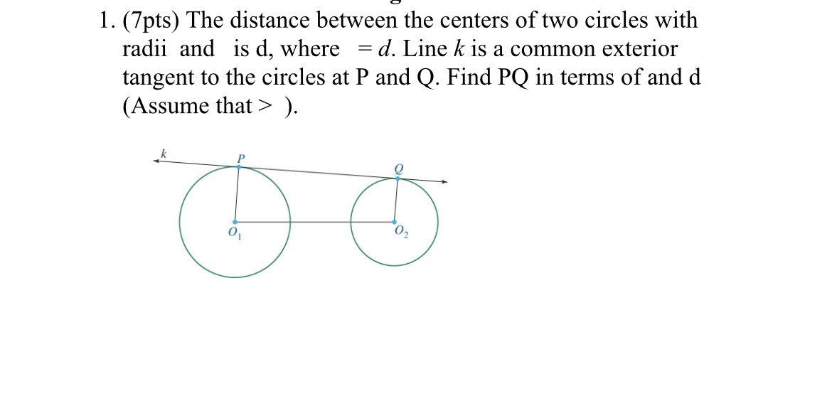 1. (7pts) ﻿The distance between the centers of two | Chegg.com