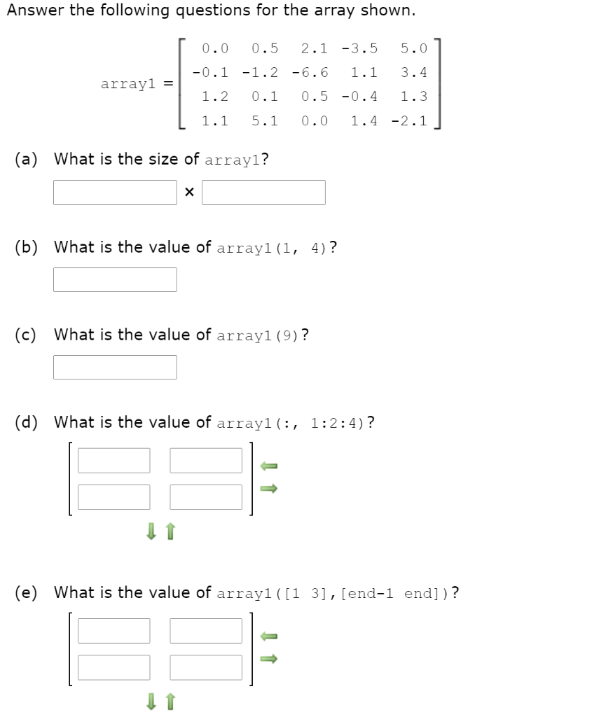 Solved Answer the following questions for the array shown. | Chegg.com