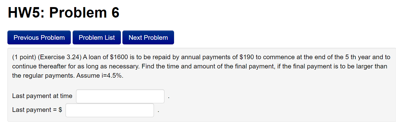 Solved 1 point Exercise 3.24 A loan of 1600 is to be Chegg