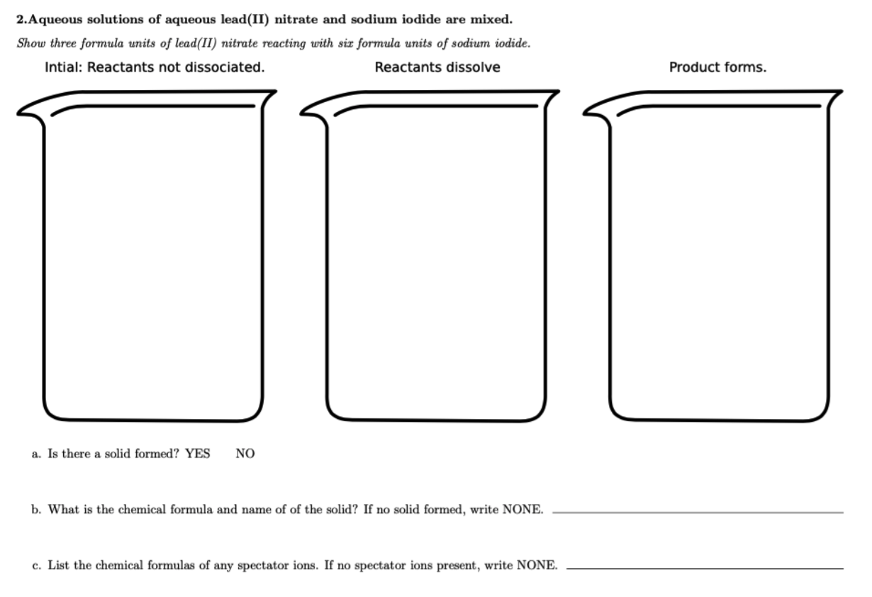 Solved 2.Aqueous solutions of aqueous lead(II) nitrate and