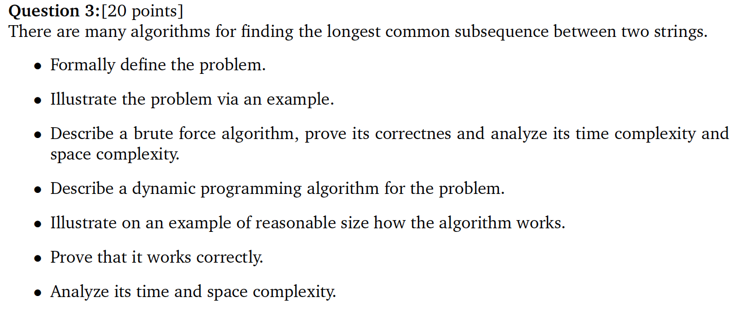 Solved Question 3:[20 points ] There are many algorithms for | Chegg.com