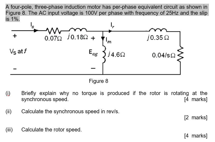 Solved A Four-pole, Three-phase Induction Motor Has | Chegg.com