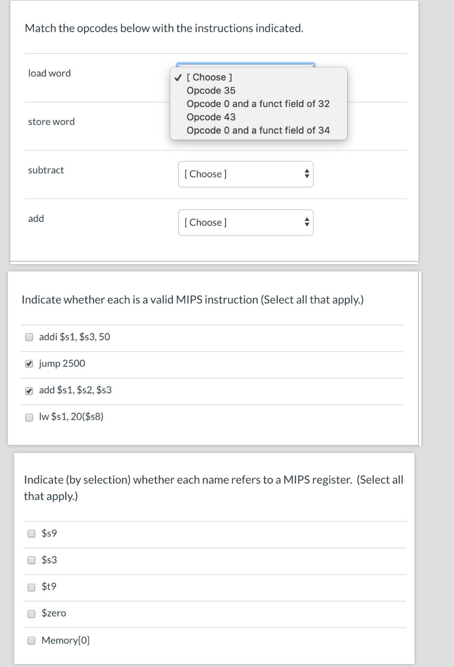 Solved Match the opcodes below with the instructions | Chegg.com