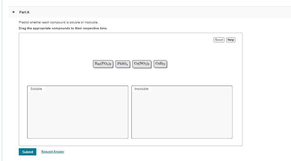Solved Part A Predict whether each compound is soluble or