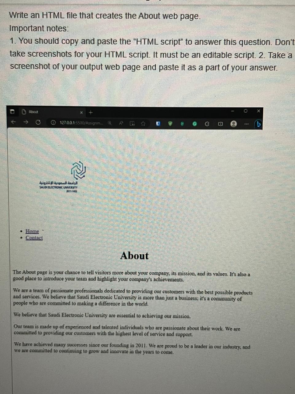 Solved Write an HTML file that creates the About web page. | Chegg.com