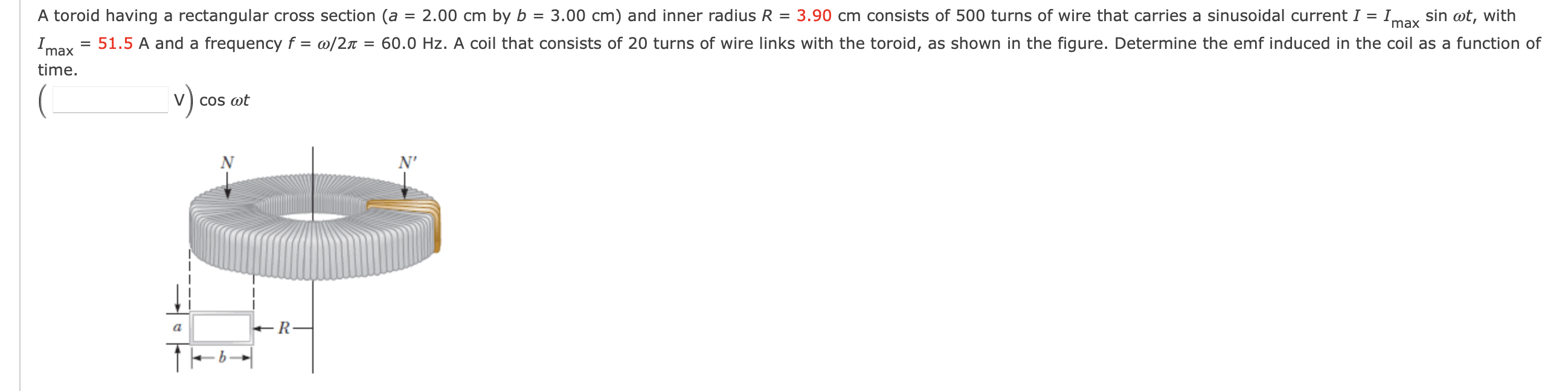 Solved = Imax A toroid having a rectangular cross section (a | Chegg.com