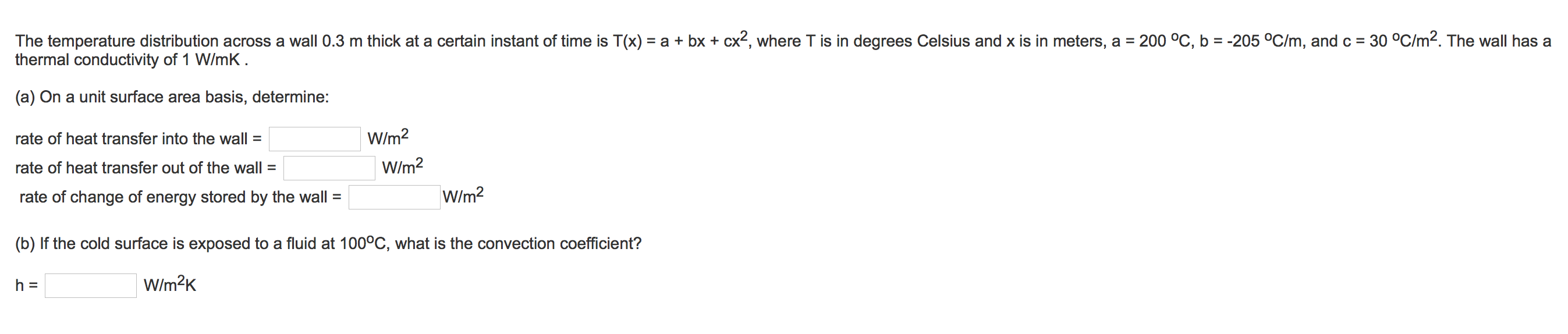 Solved The temperature distribution across a wall 0.3 m | Chegg.com