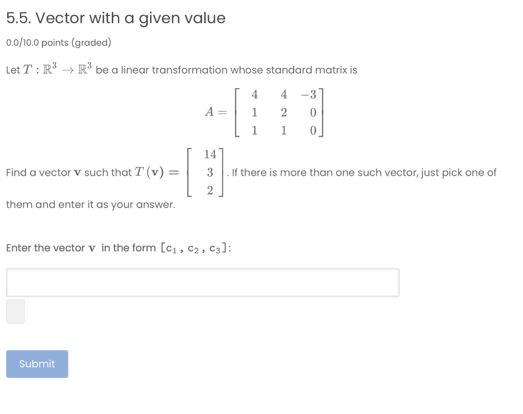 Solved 5.5. Vector with a given value 0.0/10.0 points | Chegg.com