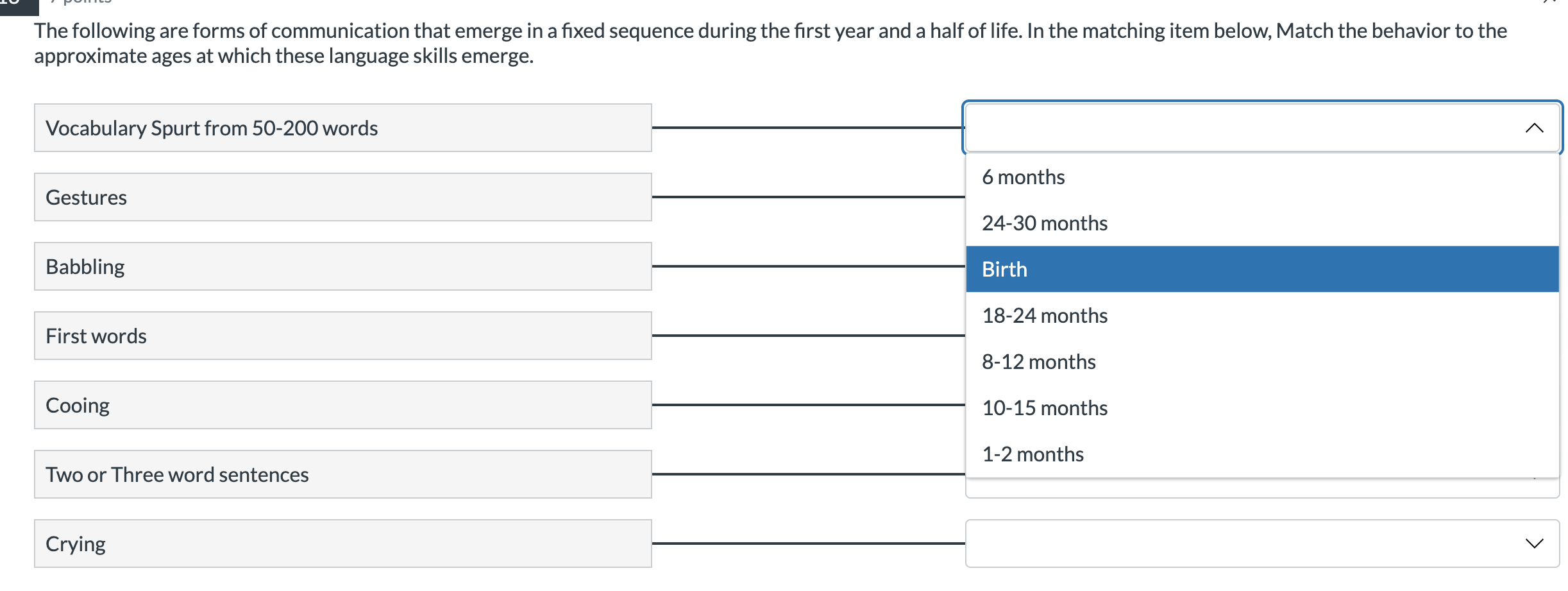 Solved drop down are each option to the ones on the left | Chegg.com