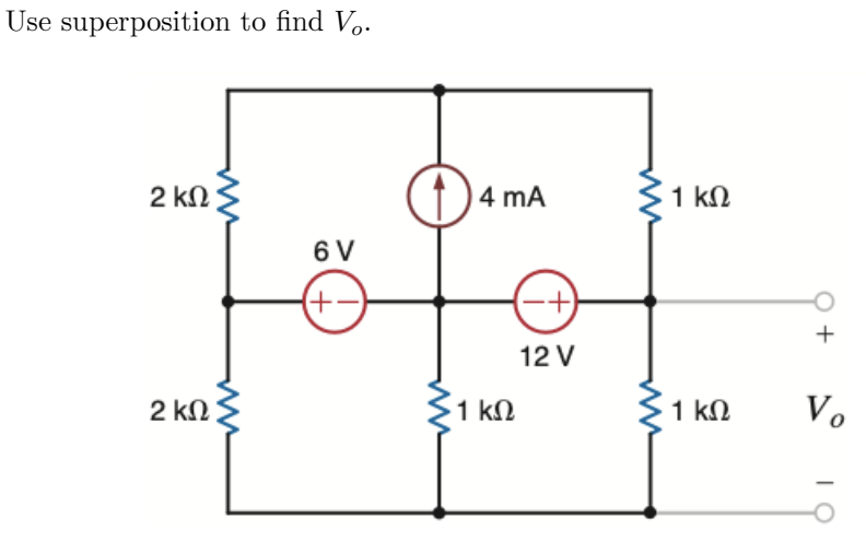 Solved Use superposition to find Vo. | Chegg.com