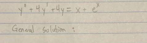 \( y^{\prime \prime}+4 y^{\prime}+4 y=x+e^{x} \)