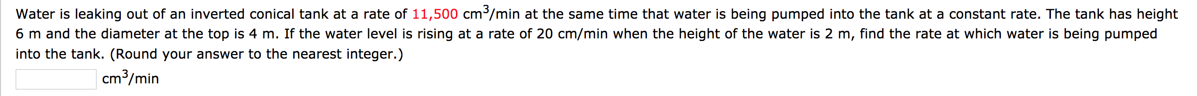 Solved Water is leaking out of an inverted conical tank at a | Chegg.com