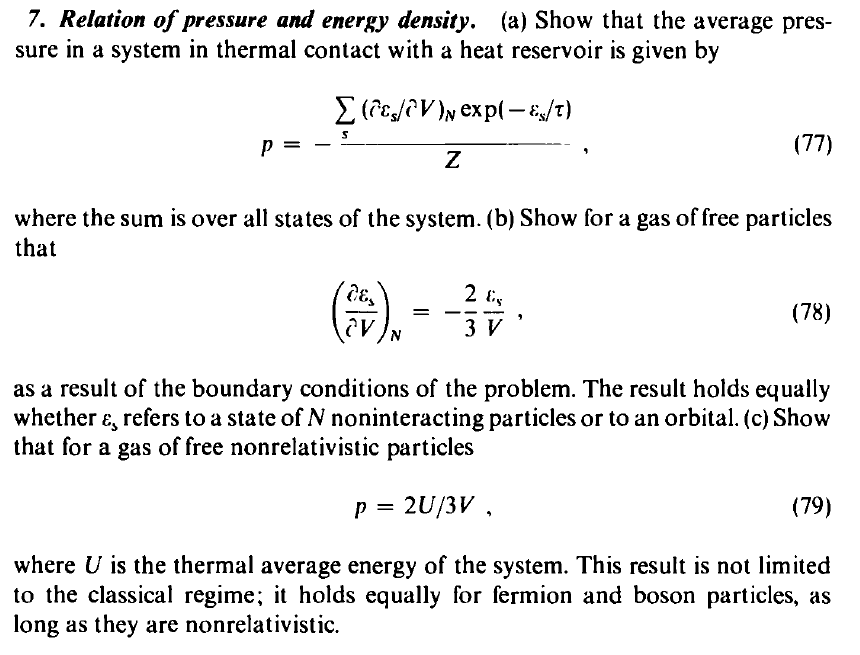 Solved 7. Relation of pressure and energy density. (a) Show | Chegg.com