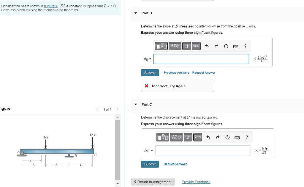 [Solved]: Consider the beam shown in (Figure 1). EI is con