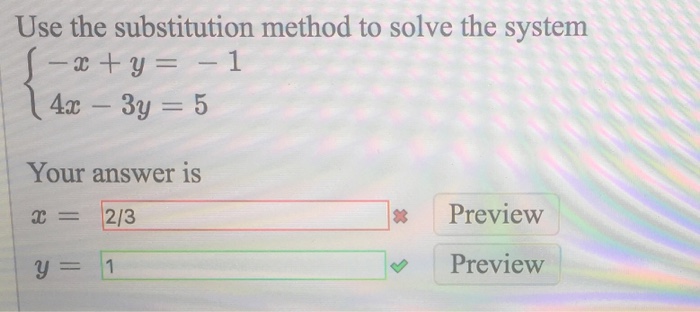 Solved Use the substitution method to solve the system { -x | Chegg.com