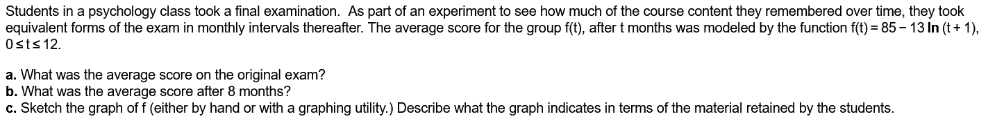 Solved Students In A Psychology Class Took A Final | Chegg.com