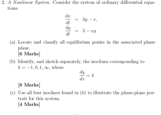 Solved 2. A Nonlinear System. Consider the system of | Chegg.com