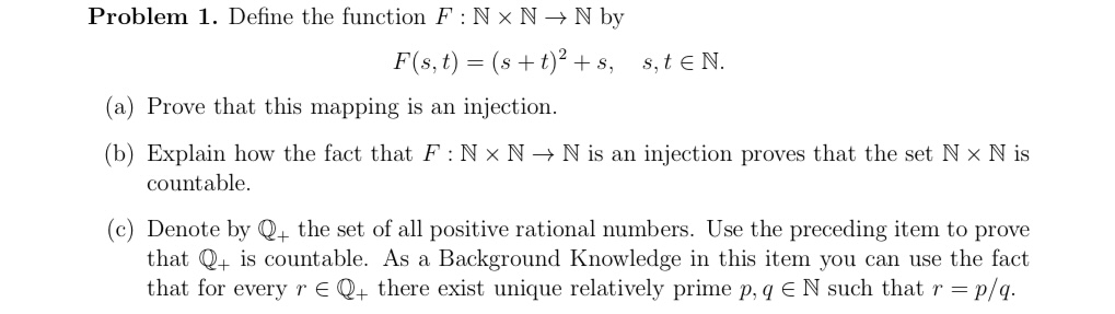 Solved Problem 1. Define the function F:N×N→N by | Chegg.com