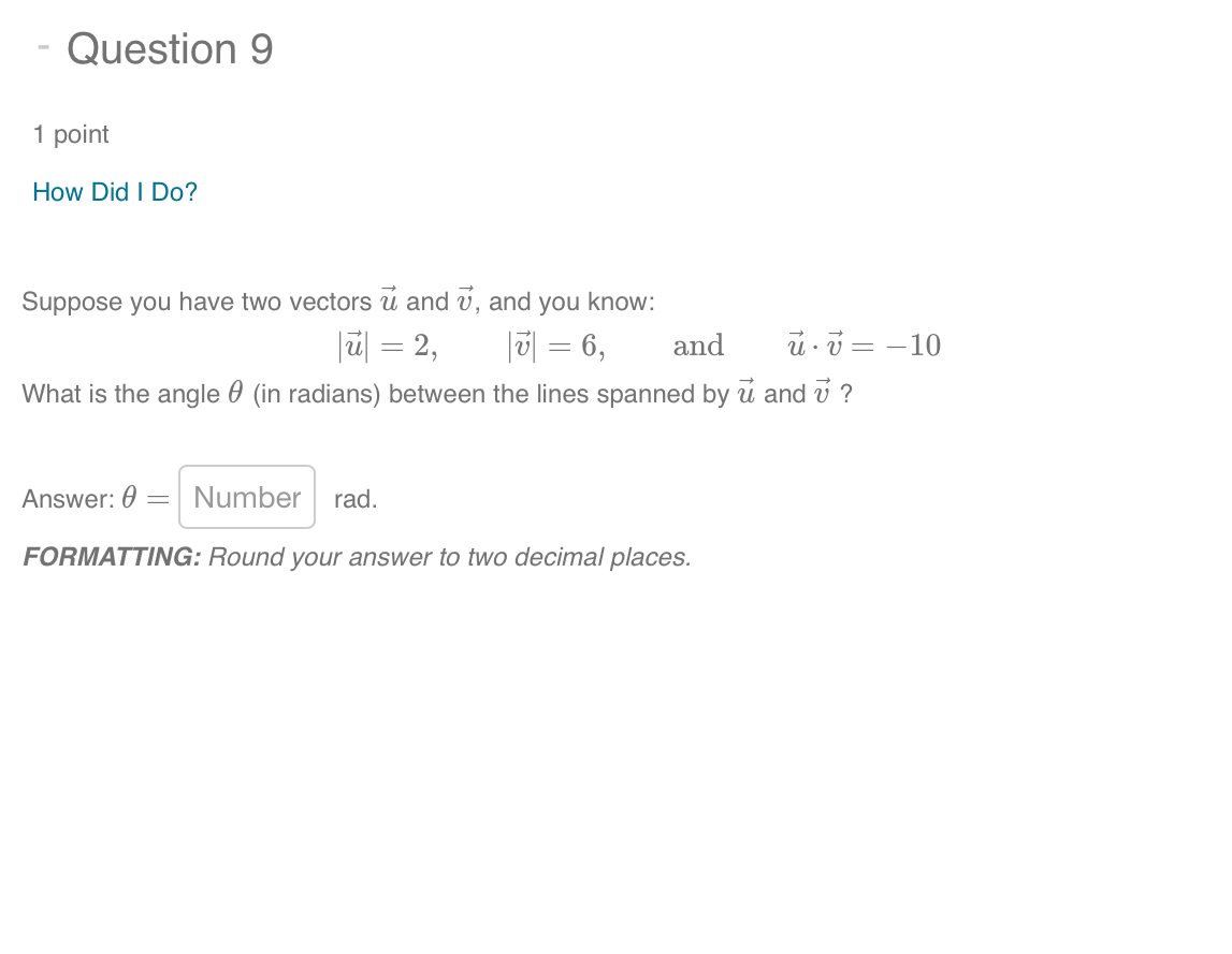 Solved 1 ﻿pointHow Did I Do?Suppose You Have Two Vectors | Chegg.com
