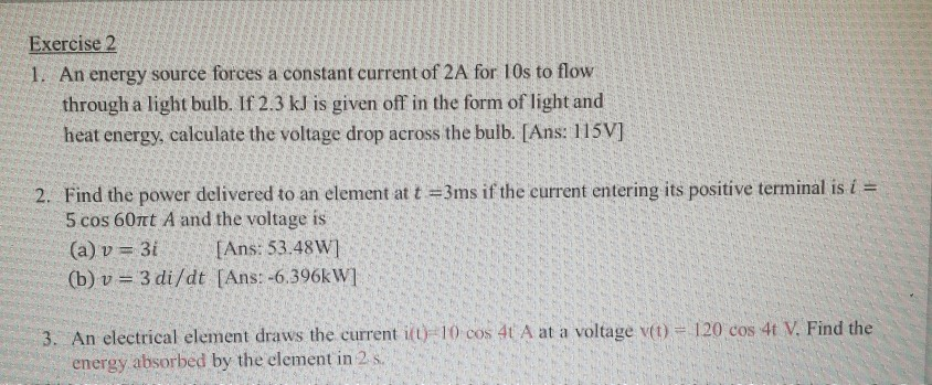 Solved Exercise 2 1 An Energy Source Forces A Constant C Chegg Com