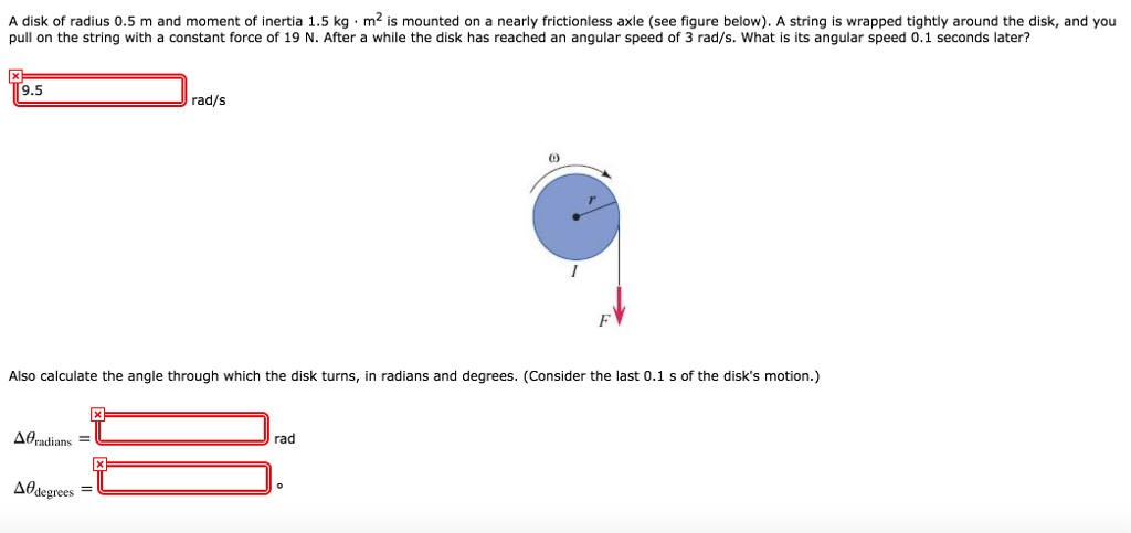 Solved A disk of radius 0.5 m and moment of inertia 1.5 | Chegg.com