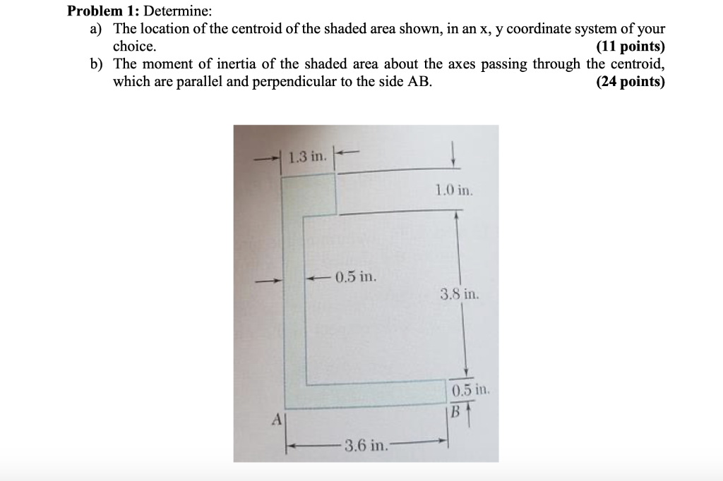 Solved Problem 1: Determine: a) The location of the centroid | Chegg.com