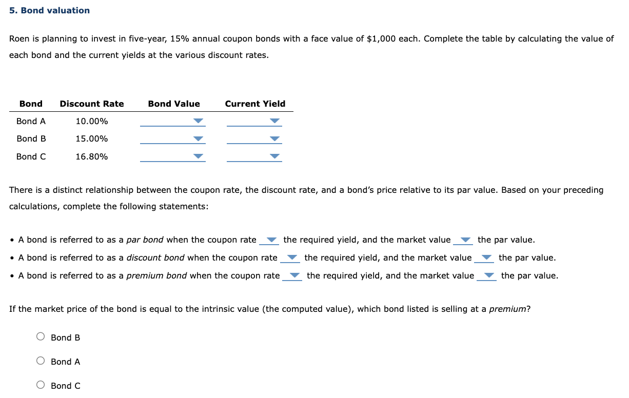 Solved Bond ValuationRoen Is Planning To Invest In | Chegg.com
