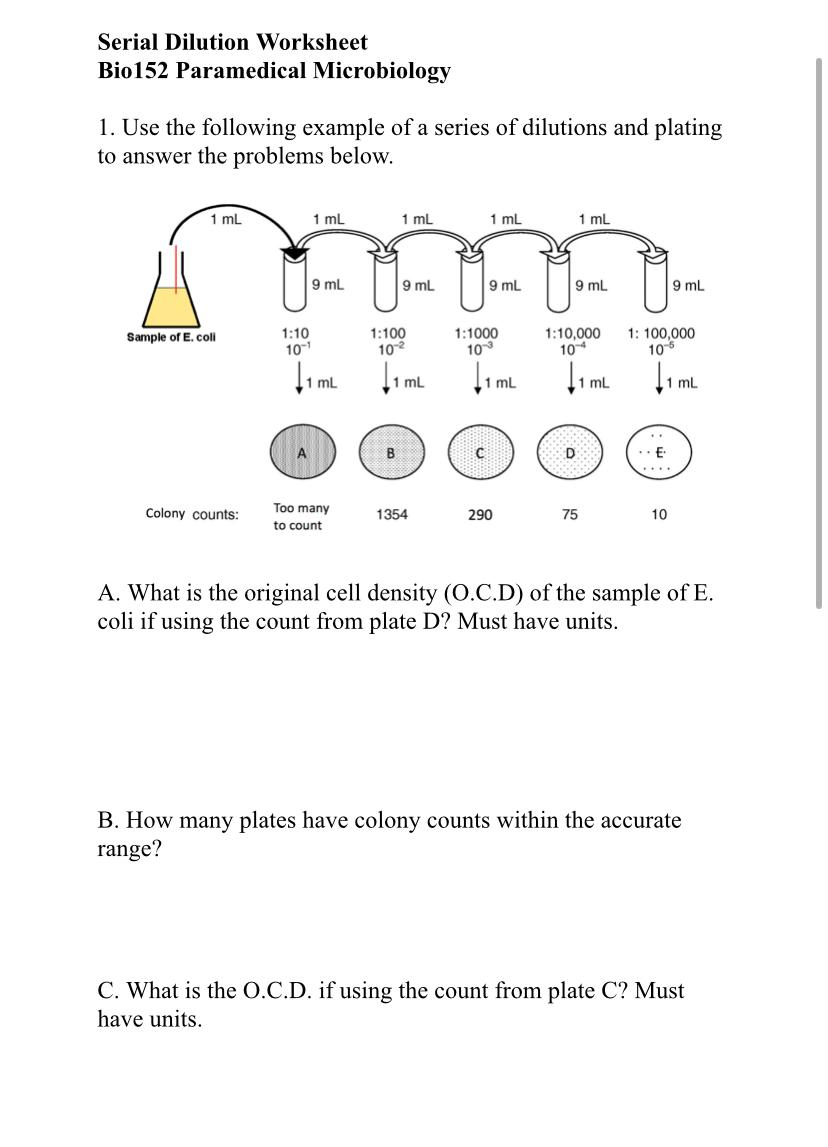 Solved Microbiology. Use the following example of a series